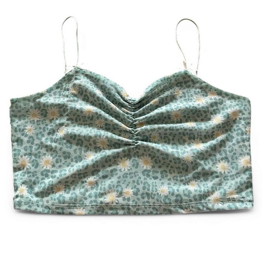Princess Polly Blue Green Ruched Crop Camisole